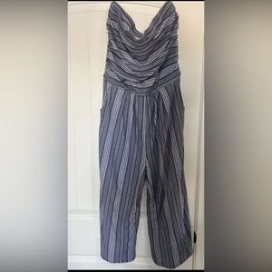 Derek Heart Women's Jumpsuit Strapless Romper Stretch Fabric Size XL Blue & Grey